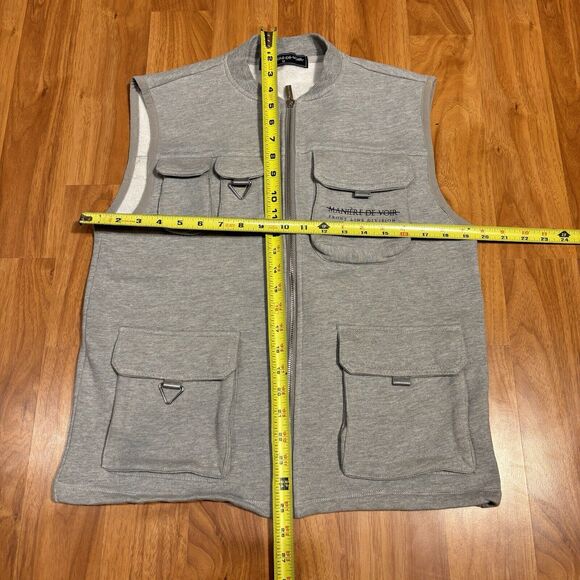 Maniere De Voir Gray Vest Jacket Military Designer Style Full Zip Size M Sweater - Picture 8 of 8
